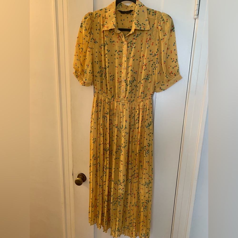 Vintage Made in Japan Sunny Circle Print Midi Dress Size XS
